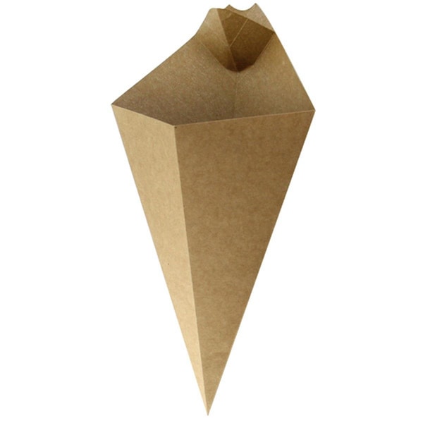 Packnwood 14 oz Kraft Paper Cones with Built in Dipping Sauce Compartment, 11 x 6.5 in. 210CONFR3KR - main